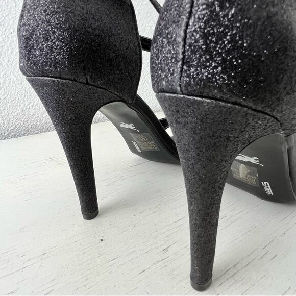 Shiekh black glitter open toe ultra high heel ankle strap 10 - Picture 7 of 12